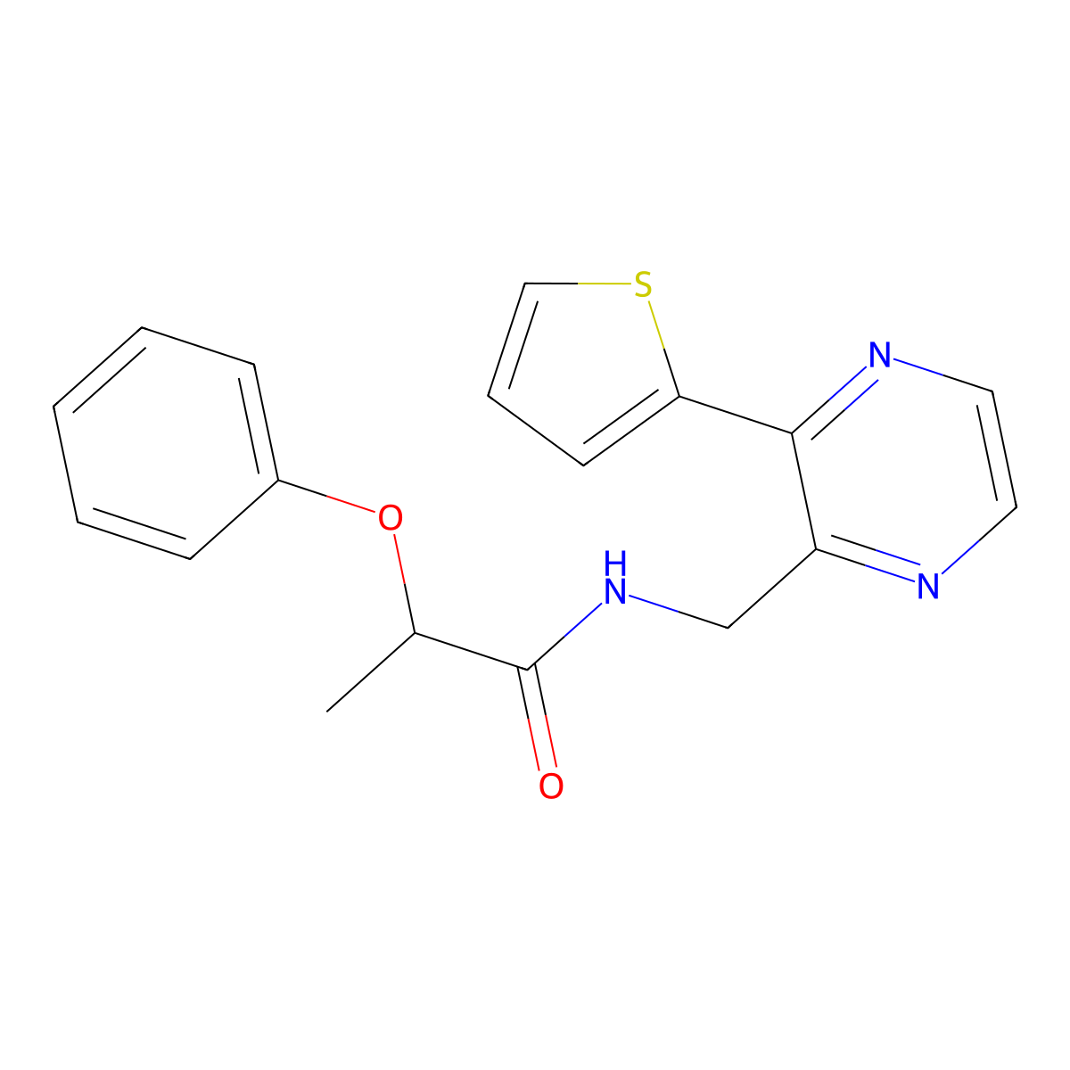 2-phenoxy-N-{[3-(thiophen-2-yl)pyrazin-2-yl]methyl}propanamide molecular structure, CAS 2034396-98-8