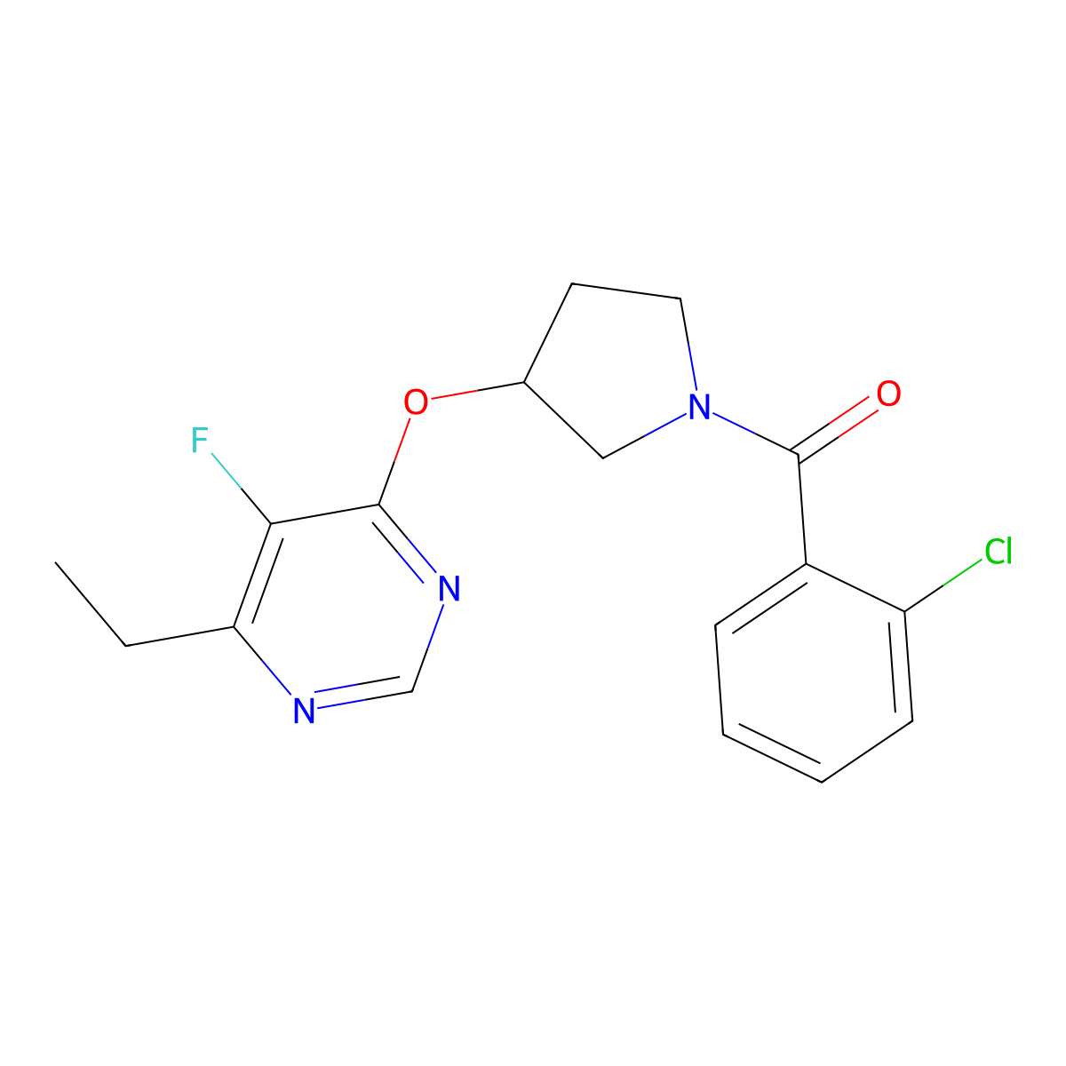(2-Chlorophenyl)(3-((6-ethyl-5-fluoropyrimidin-4-yl)oxy)pyrrolidin-1-yl)methanone molecular structure, CAS 2034397-00-5