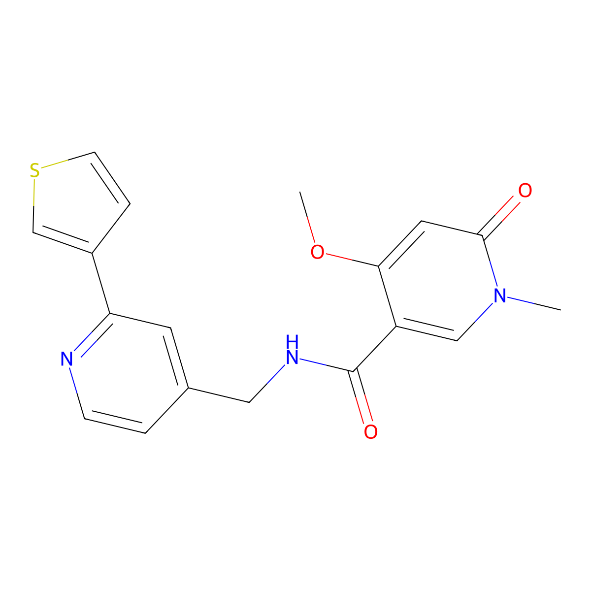 4-methoxy-1-methyl-6-oxo-N-{[2-(thiophen-3-yl)pyridin-4-yl]methyl}-1,6-dihydropyridine-3-carboxamide molecular structure, CAS 2034397-03-8