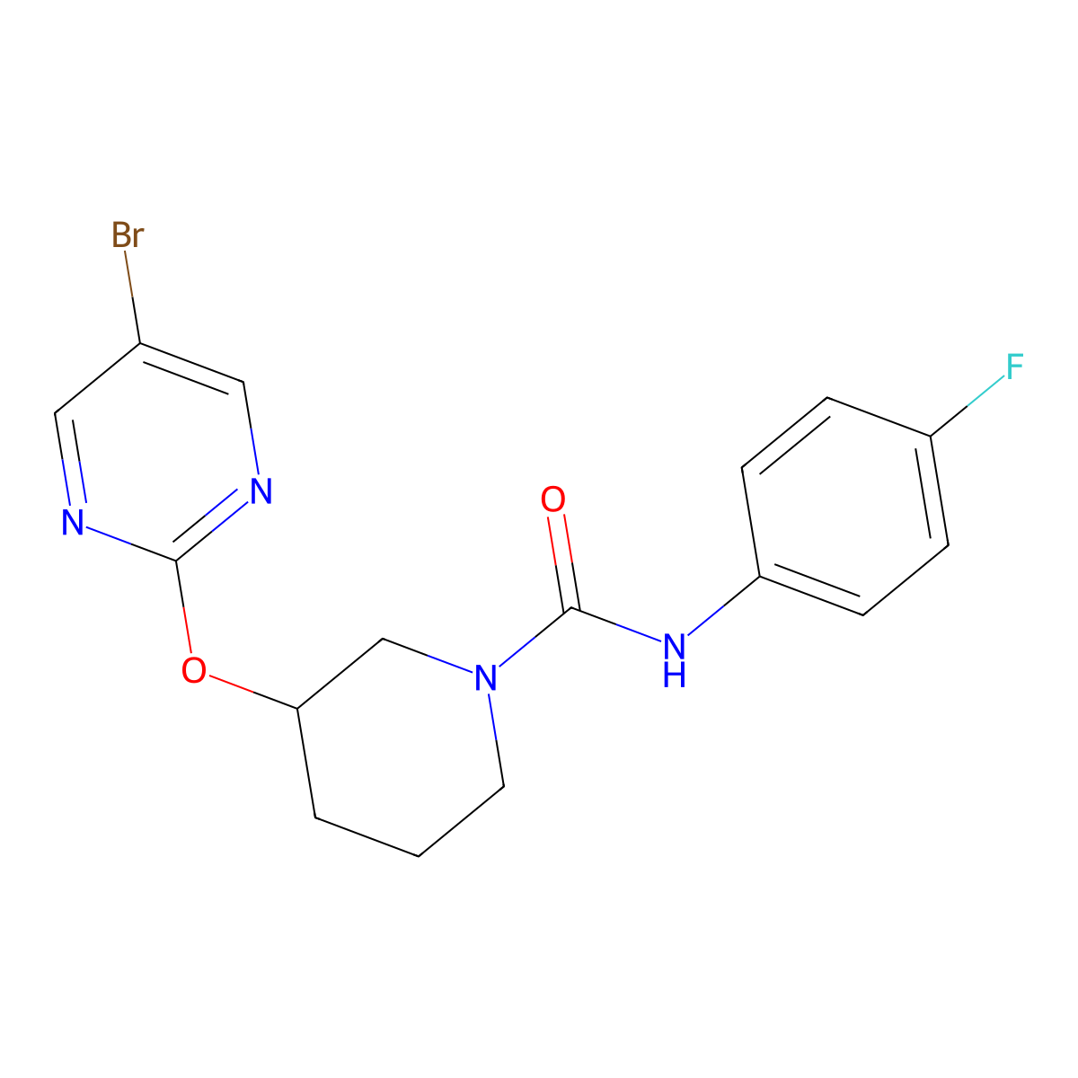 3-[(5-bromopyrimidin-2-yl)oxy]-N-(4-fluorophenyl)piperidine-1-carboxamide molecular structure, CAS 2034397-04-9