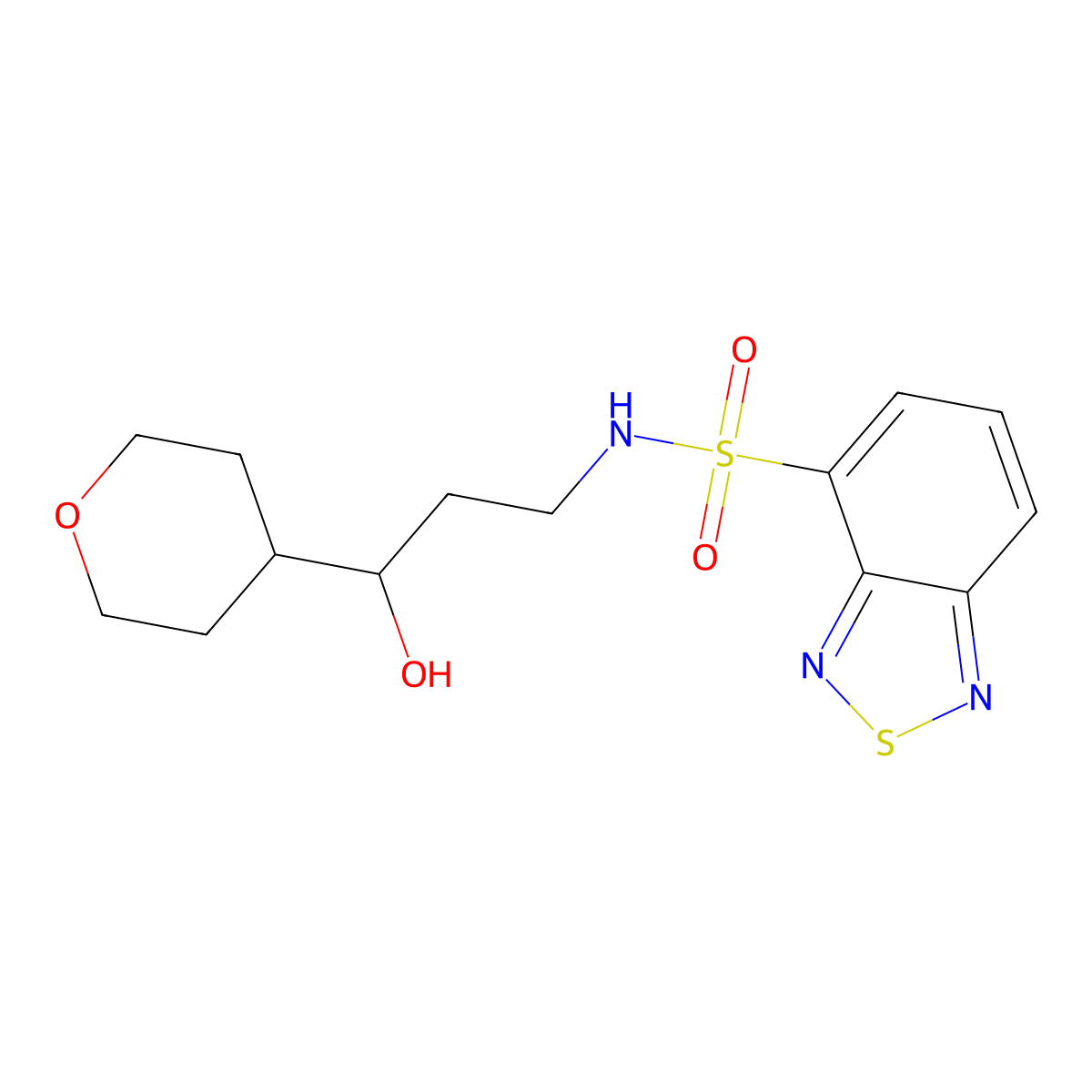 N-[3-hydroxy-3-(oxan-4-yl)propyl]-2,1,3-benzothiadiazole-4-sulfonamide molecular structure, CAS 2034397-06-1