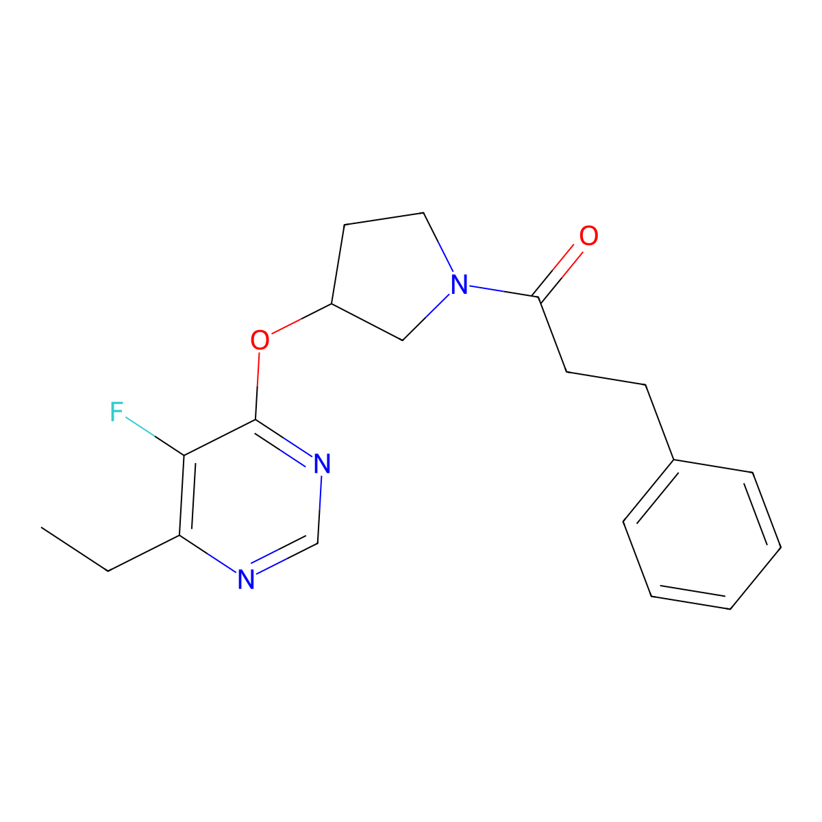 1-(3-((6-Ethyl-5-fluoropyrimidin-4-yl)oxy)pyrrolidin-1-yl)-3-phenylpropan-1-one molecular structure, CAS 2034397-10-7