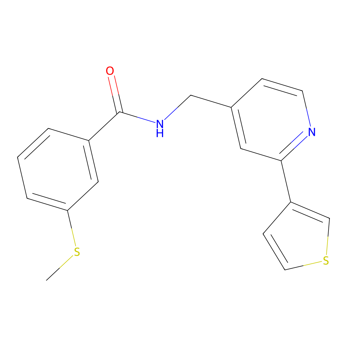 3-(methylthio)-N-((2-(thiophen-3-yl)pyridin-4-yl)methyl)benzamide molecular structure, CAS 2034397-11-8
