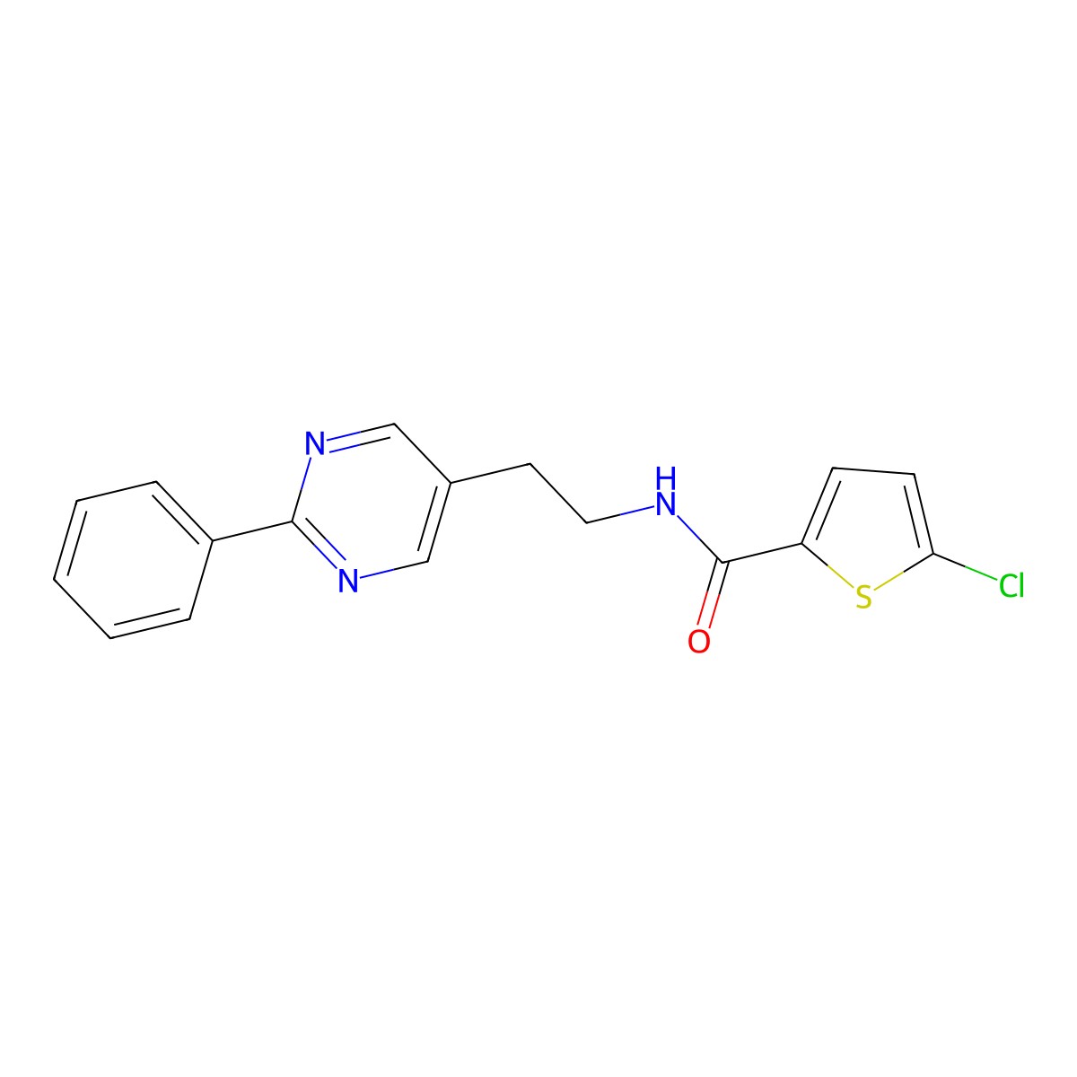 5-chloro-N-[2-(2-phenylpyrimidin-5-yl)ethyl]thiophene-2-carboxamide molecular structure, CAS 2034397-24-3