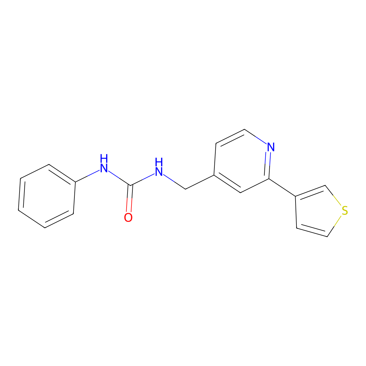 1-Phenyl-3-((2-(thiophen-3-yl)pyridin-4-yl)methyl)urea molecular structure, CAS 2034397-28-7