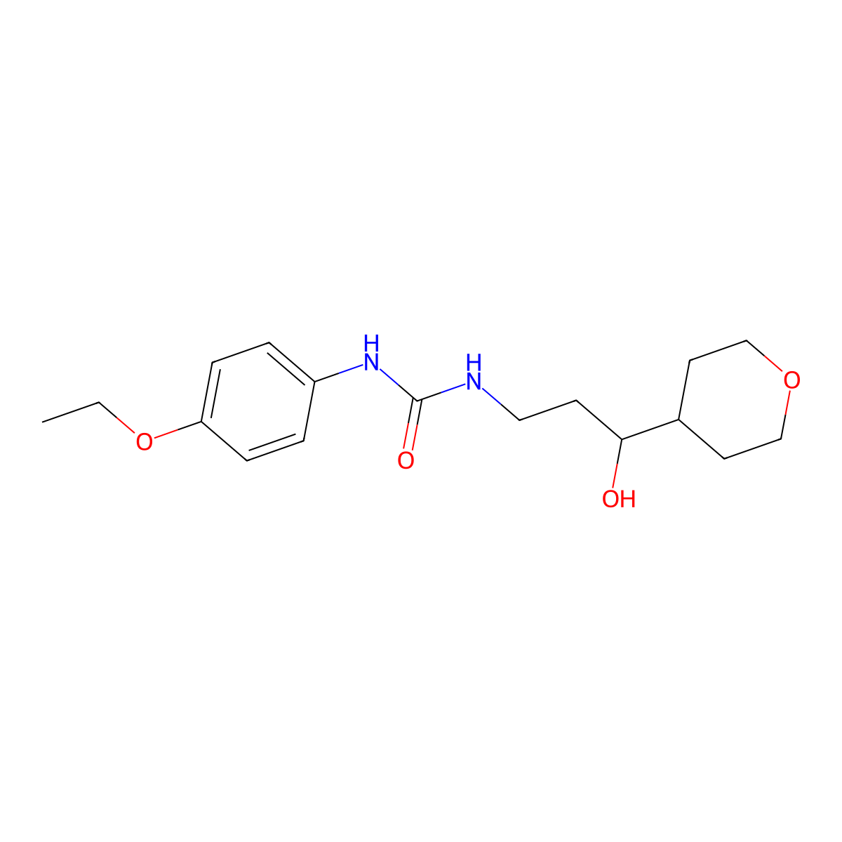 1-(4-ethoxyphenyl)-3-(3-hydroxy-3-(tetrahydro-2H-pyran-4-yl)propyl)urea molecular structure, CAS 2034397-29-8