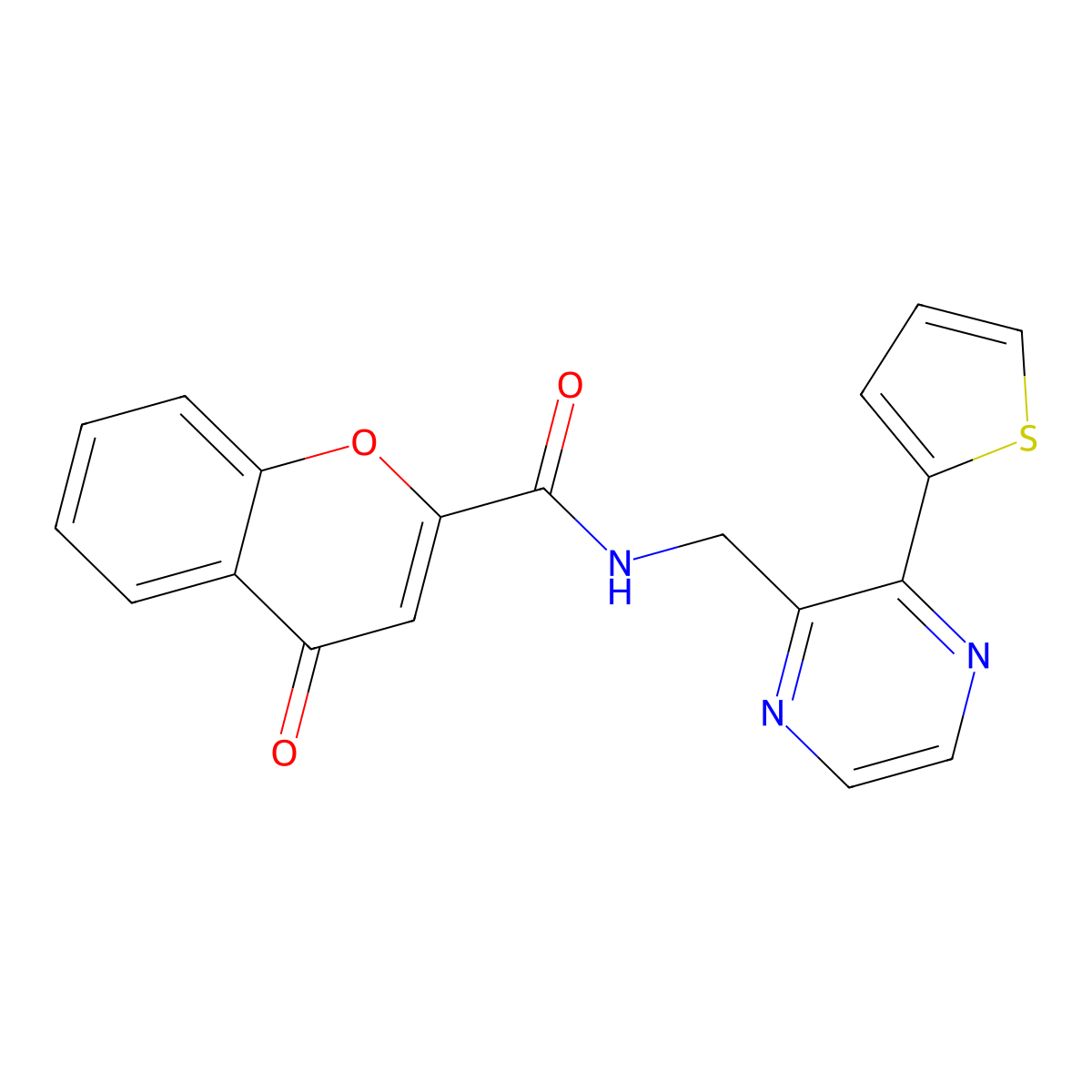 4-oxo-N-{[3-(thiophen-2-yl)pyrazin-2-yl]methyl}-4H-chromene-2-carboxamide molecular structure, CAS 2034397-36-7