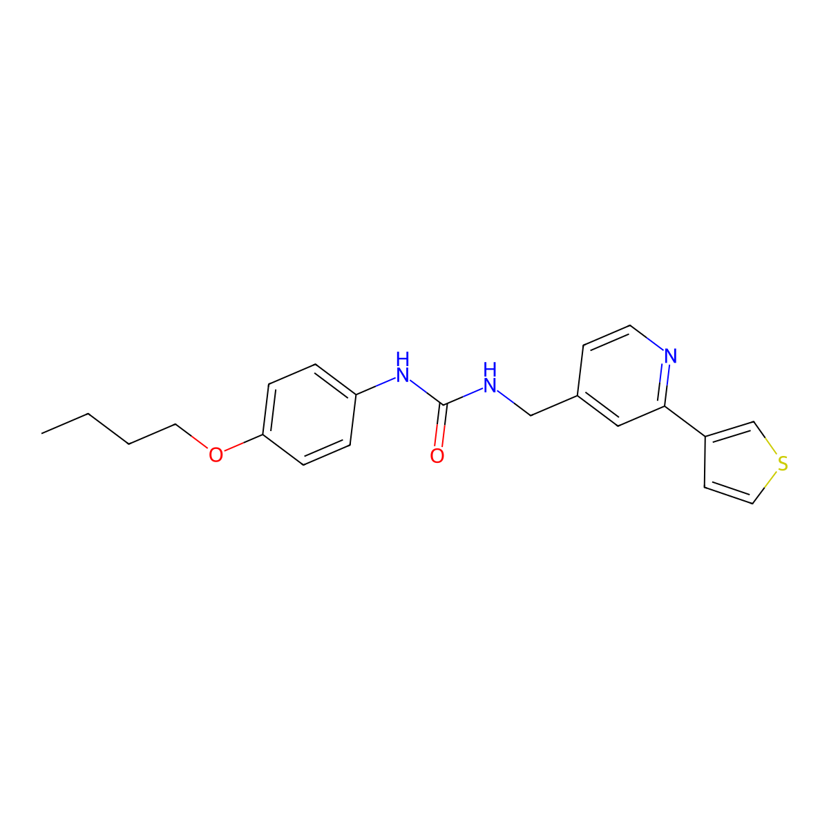 1-(4-Butoxyphenyl)-3-((2-(thiophen-3-yl)pyridin-4-yl)methyl)urea molecular structure, CAS 2034397-37-8
