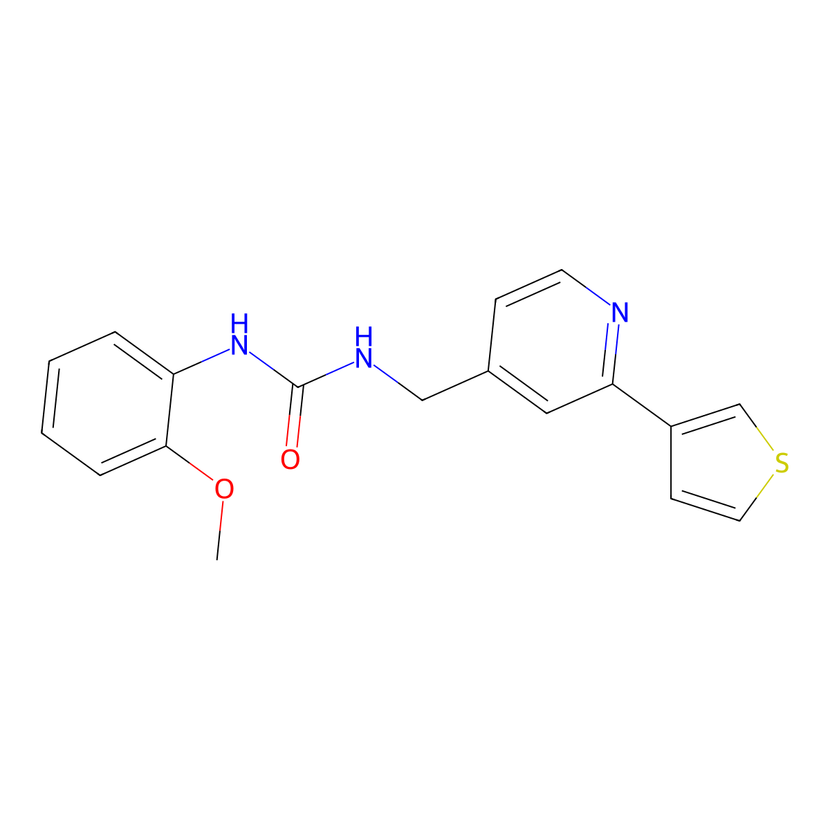 1-(2-Methoxyphenyl)-3-((2-(thiophen-3-yl)pyridin-4-yl)methyl)urea molecular structure, CAS 2034397-46-9
