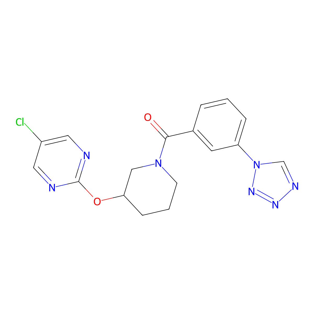 (3-(1H-tetrazol-1-yl)phenyl)(3-((5-chloropyrimidin-2-yl)oxy)piperidin-1-yl)methanone molecular structure, CAS 2034397-49-2
