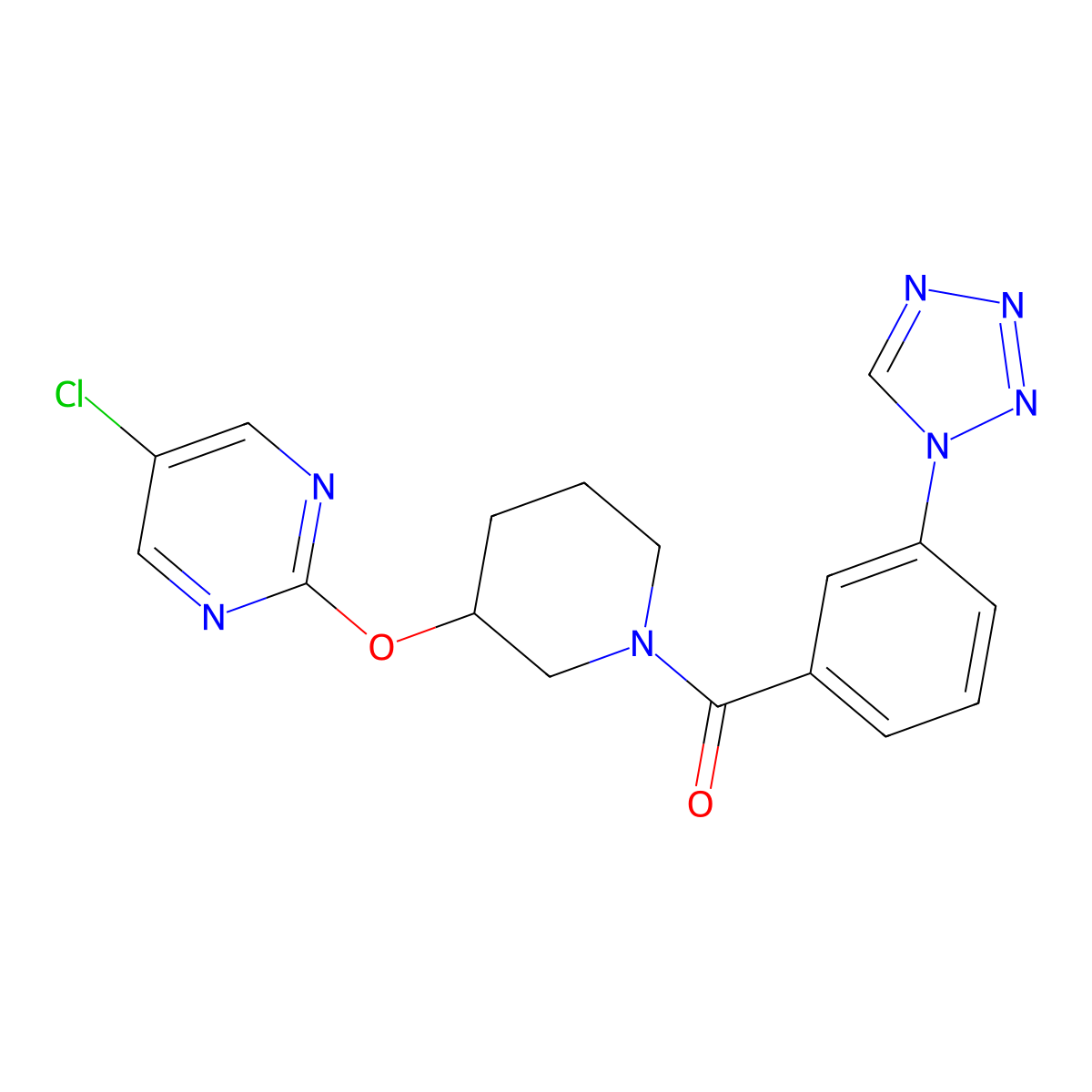 (3-(1H-tetrazol-1-yl)phenyl)(3-((5-chloropyrimidin-2-yl)oxy)piperidin-1-yl)methanone molecular structure, CAS 2034397-49-2