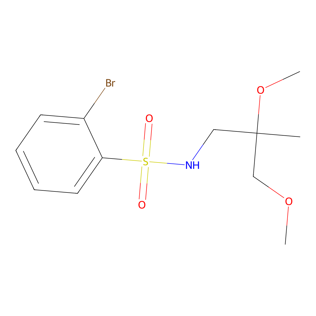 2-bromo-N-(2,3-dimethoxy-2-methylpropyl)benzene-1-sulfonamide molecular structure, CAS 2034397-56-1