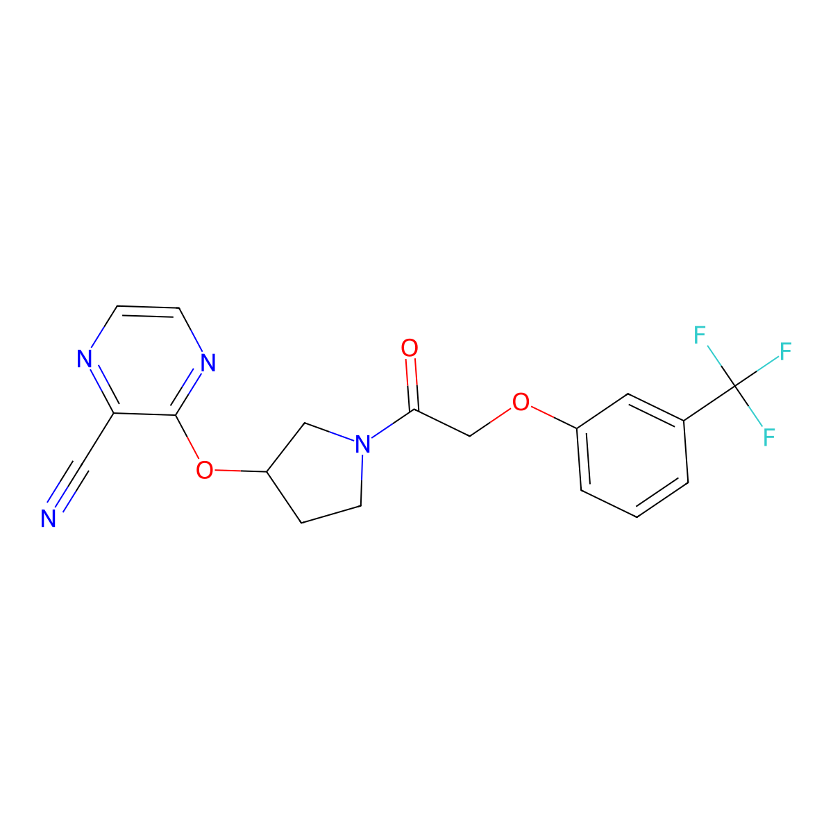 3-[(1-{2-[3-(Trifluoromethyl)phenoxy]acetyl}pyrrolidin-3-yl)oxy]pyrazine-2-carbonitrile molecular structure, CAS 2034397-62-9