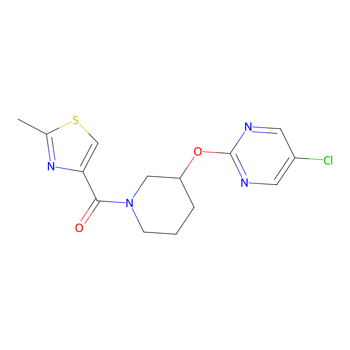 (3-((5-Chloropyrimidin-2-yl)oxy)piperidin-1-yl)(2-methylthiazol-4-yl)methanone molecular structure, CAS 2034397-64-1