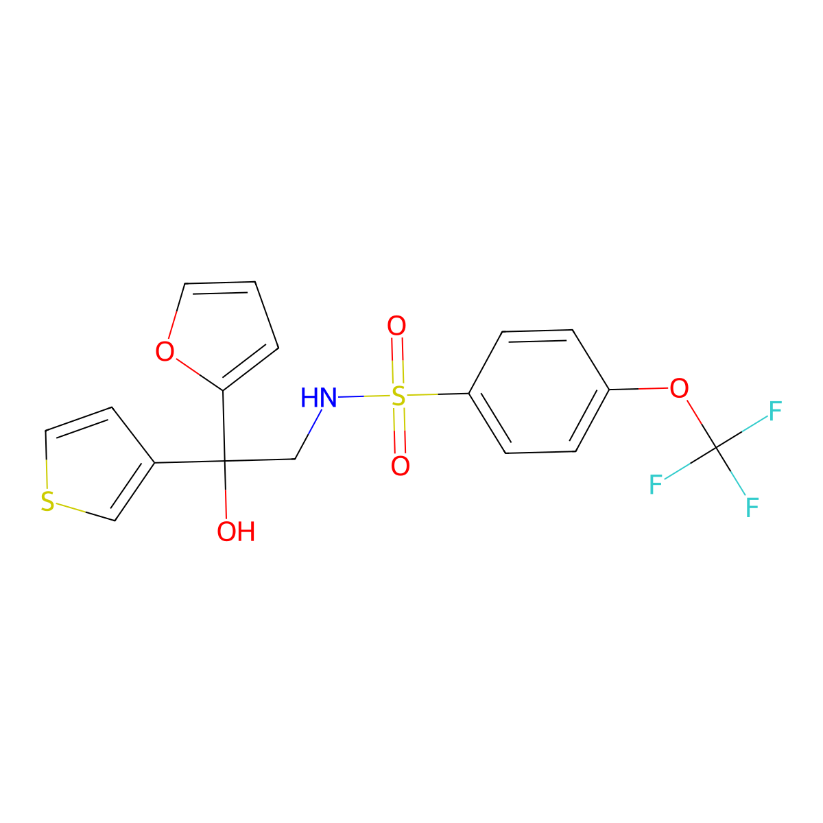 N-(2-(furan-2-yl)-2-hydroxy-2-(thiophen-3-yl)ethyl)-4-(trifluoromethoxy)benzenesulfonamide molecular structure, CAS 2034397-65-2