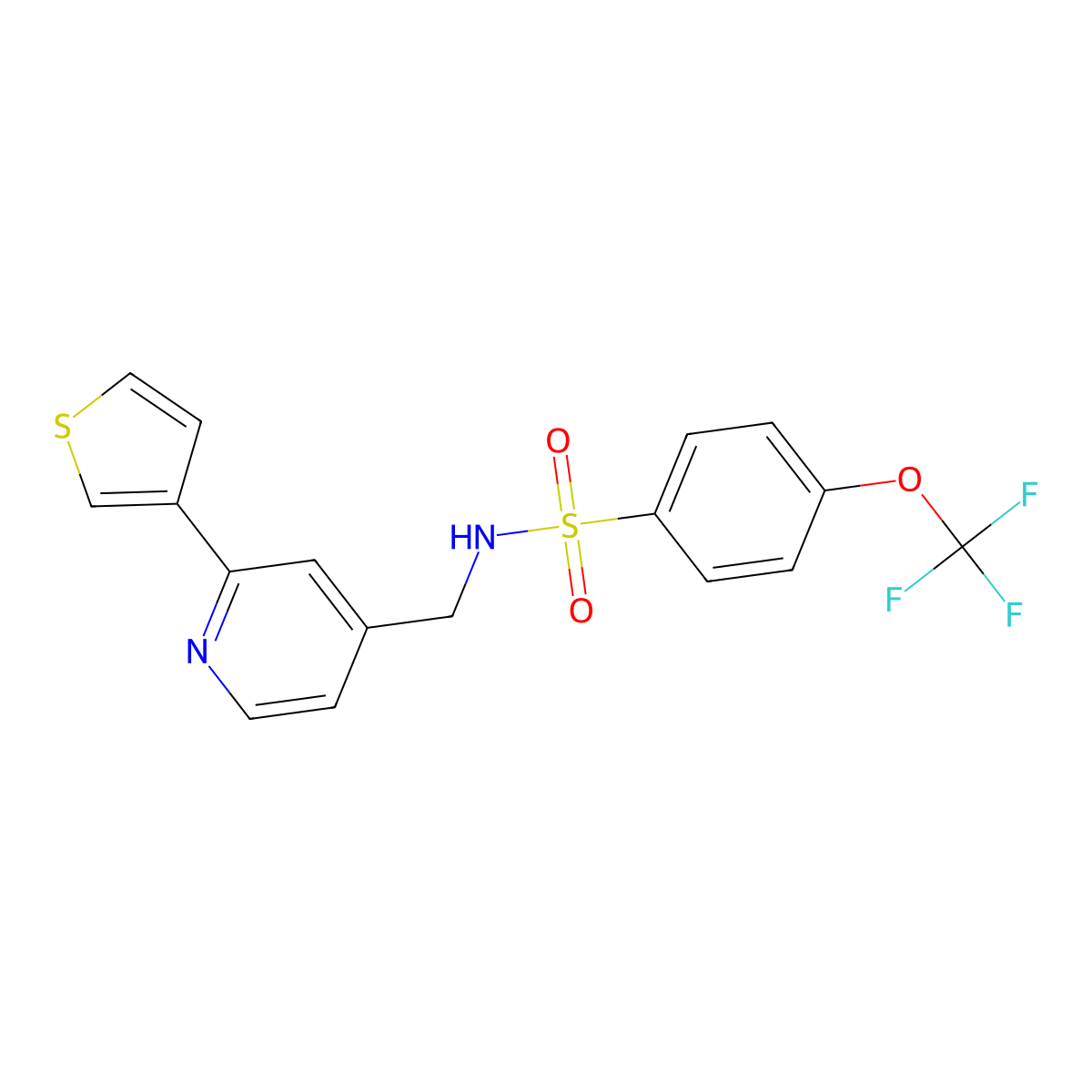 N-((2-(thiophen-3-yl)pyridin-4-yl)methyl)-4-(trifluoromethoxy)benzenesulfonamide molecular structure, CAS 2034397-69-6