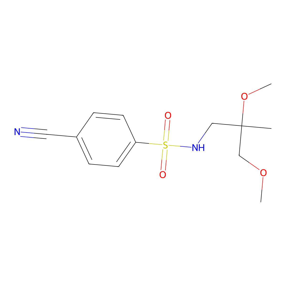 4-cyano-N-(2,3-dimethoxy-2-methylpropyl)benzene-1-sulfonamide molecular structure, CAS 2034397-73-2