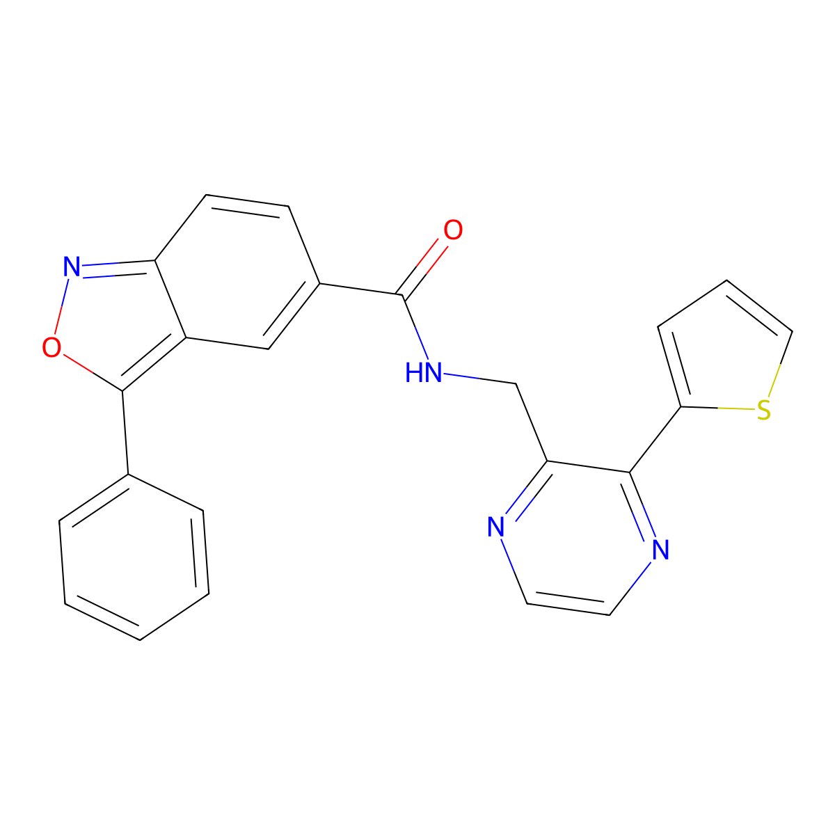 3-phenyl-N-{[3-(thiophen-2-yl)pyrazin-2-yl]methyl}-2,1-benzoxazole-5-carboxamide molecular structure, CAS 2034397-78-7