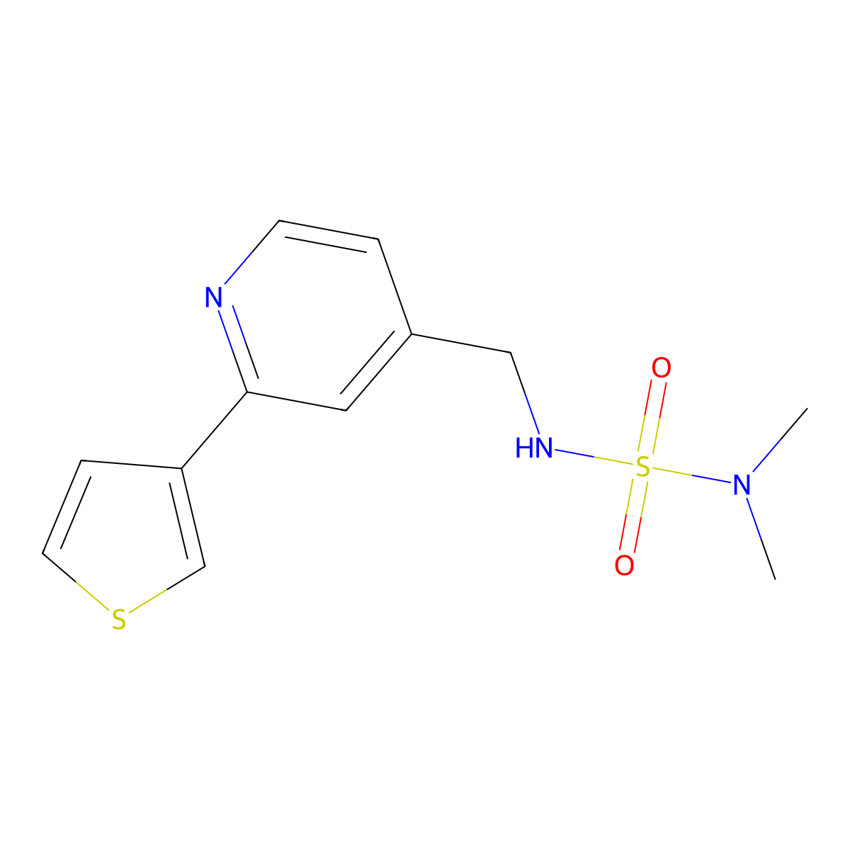 Dimethyl({[2-(thiophen-3-yl)pyridin-4-yl]methyl}sulfamoyl)amine molecular structure, CAS 2034397-80-1