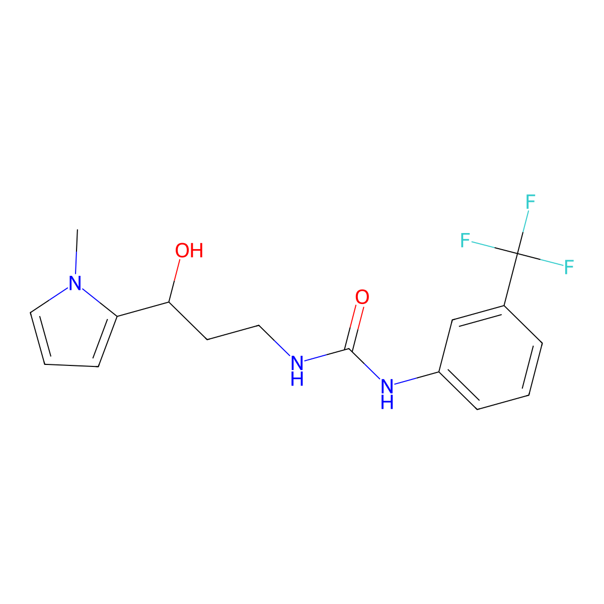 1-(3-hydroxy-3-(1-methyl-1H-pyrrol-2-yl)propyl)-3-(3-(trifluoromethyl)phenyl)urea molecular structure, CAS 2034397-91-4