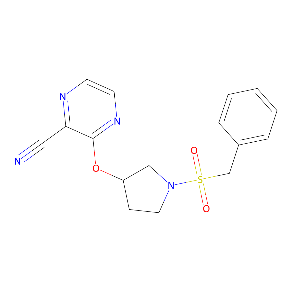 3-((1-(Benzylsulfonyl)pyrrolidin-3-yl)oxy)pyrazine-2-carbonitrile molecular structure, CAS 2034397-93-6