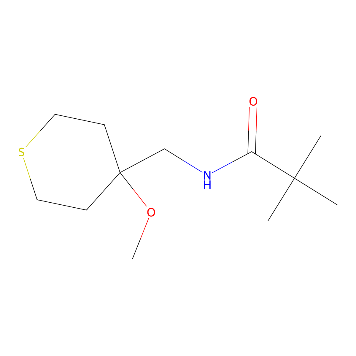 N-((4-methoxytetrahydro-2H-thiopyran-4-yl)methyl)pivalamide molecular structure, CAS 2034397-95-8