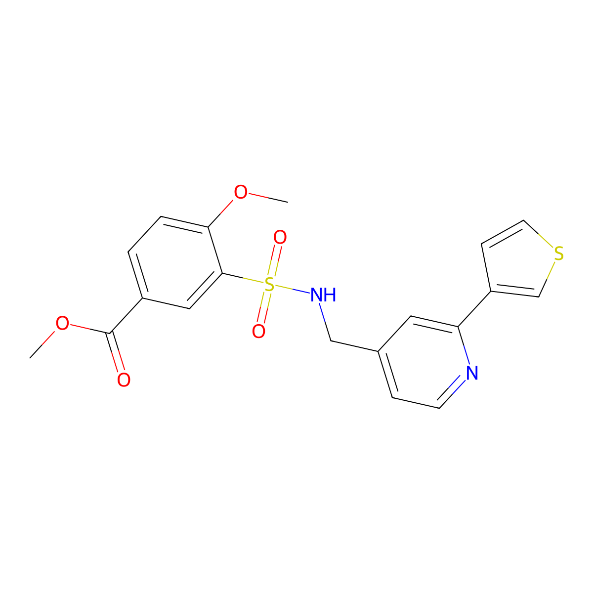 methyl 4-methoxy-3-(N-((2-(thiophen-3-yl)pyridin-4-yl)methyl)sulfamoyl)benzoate molecular structure, CAS 2034397-96-9