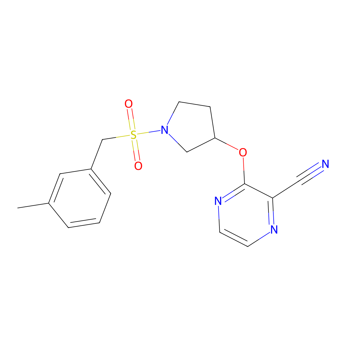 3-((1-((3-Methylbenzyl)sulfonyl)pyrrolidin-3-yl)oxy)pyrazine-2-carbonitrile molecular structure, CAS 2034397-97-0