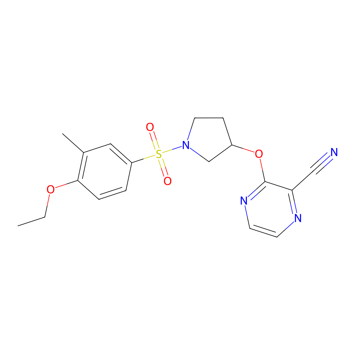 3-((1-((4-Ethoxy-3-methylphenyl)sulfonyl)pyrrolidin-3-yl)oxy)pyrazine-2-carbonitrile molecular structure, CAS 2034398-05-3