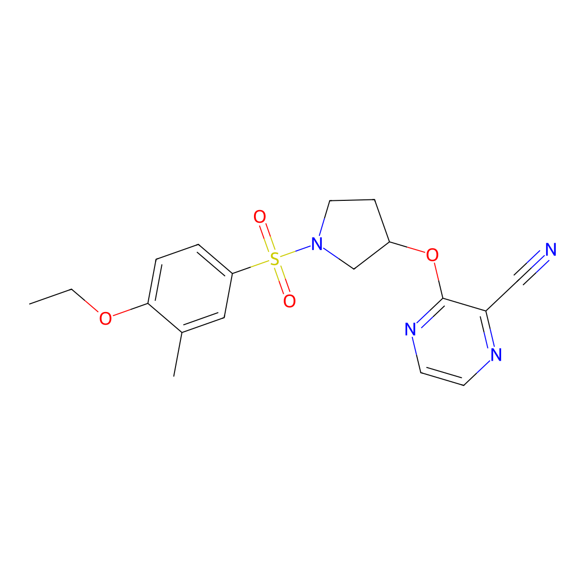 3-((1-((4-Ethoxy-3-methylphenyl)sulfonyl)pyrrolidin-3-yl)oxy)pyrazine-2-carbonitrile molecular structure, CAS 2034398-05-3