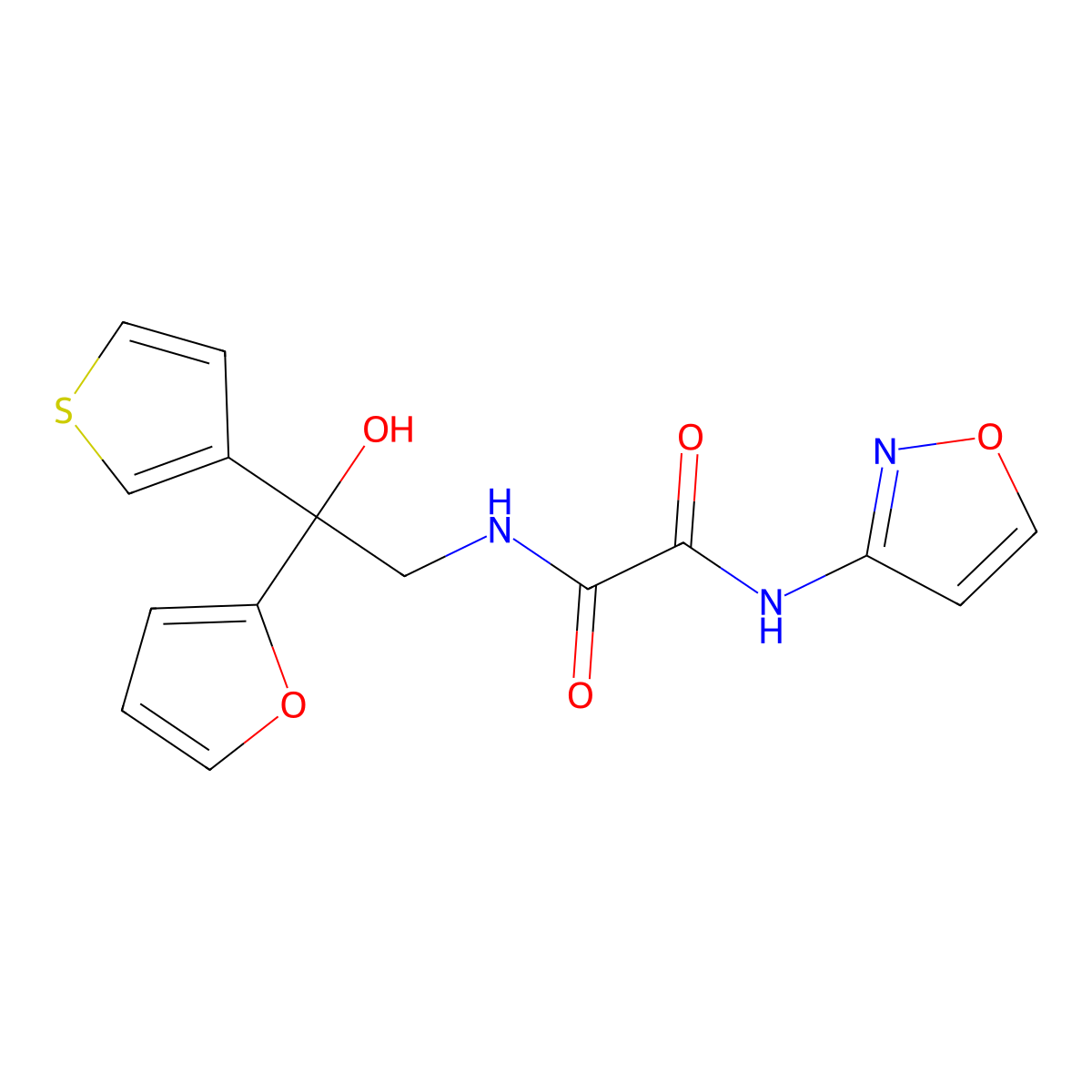 N1-(2-(furan-2-yl)-2-hydroxy-2-(thiophen-3-yl)ethyl)-N2-(isoxazol-3-yl)oxalamide molecular structure, CAS 2034398-06-4
