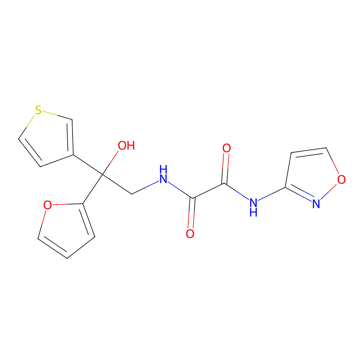 N1-(2-(furan-2-yl)-2-hydroxy-2-(thiophen-3-yl)ethyl)-N2-(isoxazol-3-yl)oxalamide molecular structure, CAS 2034398-06-4