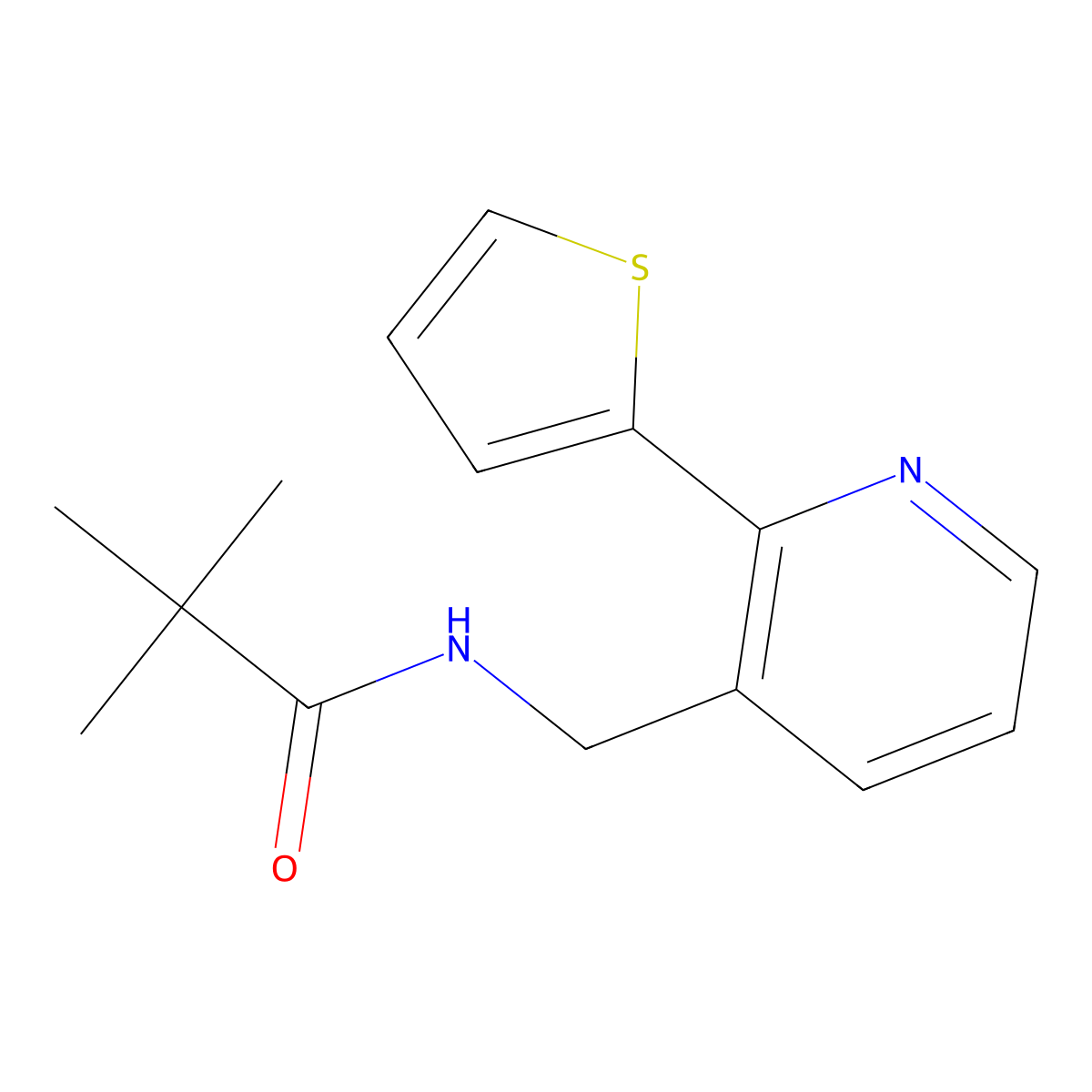 N-((2-(thiophen-2-yl)pyridin-3-yl)methyl)pivalamide molecular structure, CAS 2034398-07-5