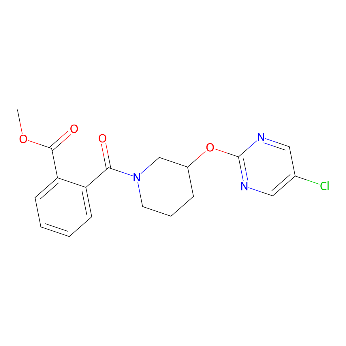 Methyl 2-{3-[(5-chloropyrimidin-2-yl)oxy]piperidine-1-carbonyl}benzoate molecular structure, CAS 2034398-12-2