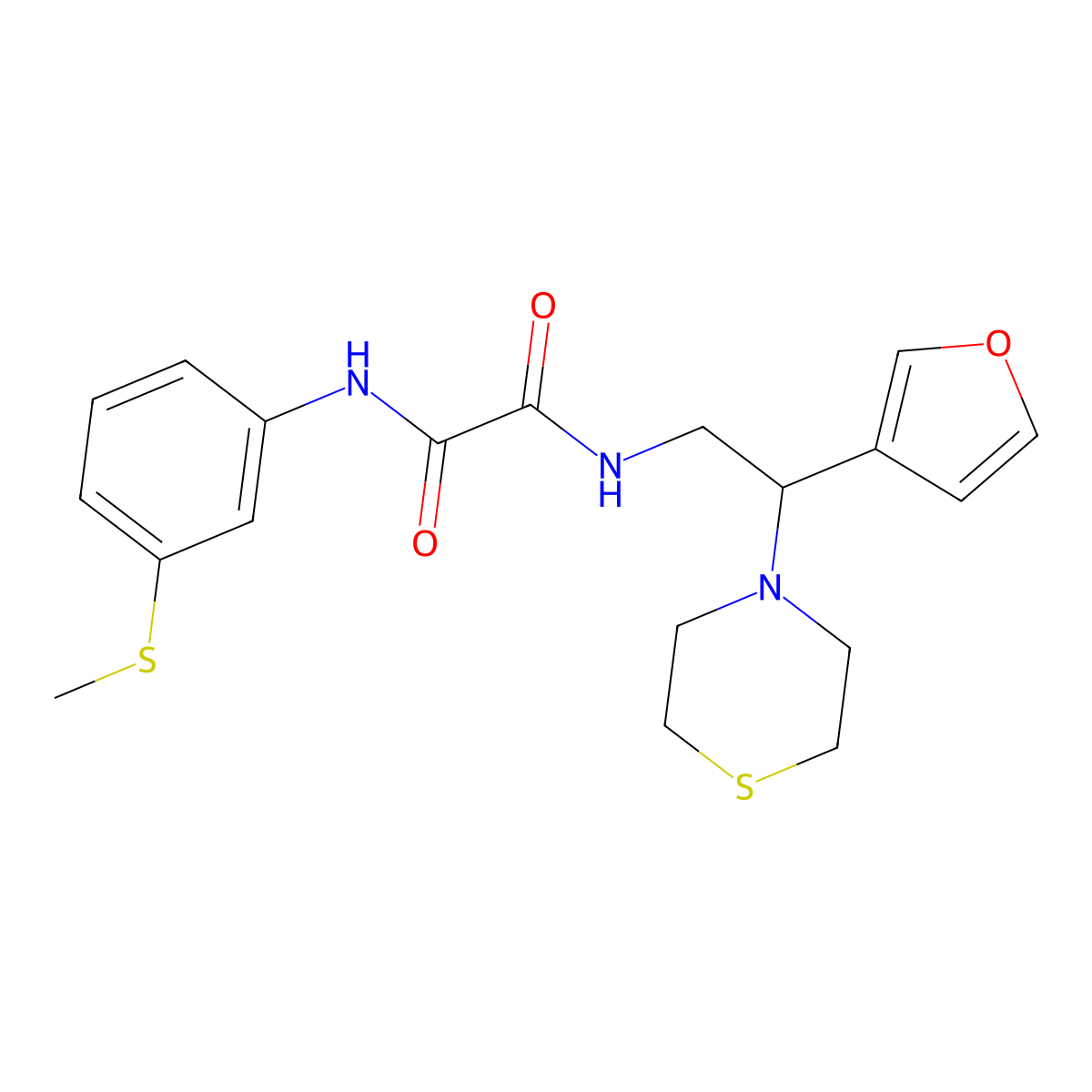 N1-(2-(furan-3-yl)-2-thiomorpholinoethyl)-N2-(3-(methylthio)phenyl)oxalamide molecular structure, CAS 2034398-17-7