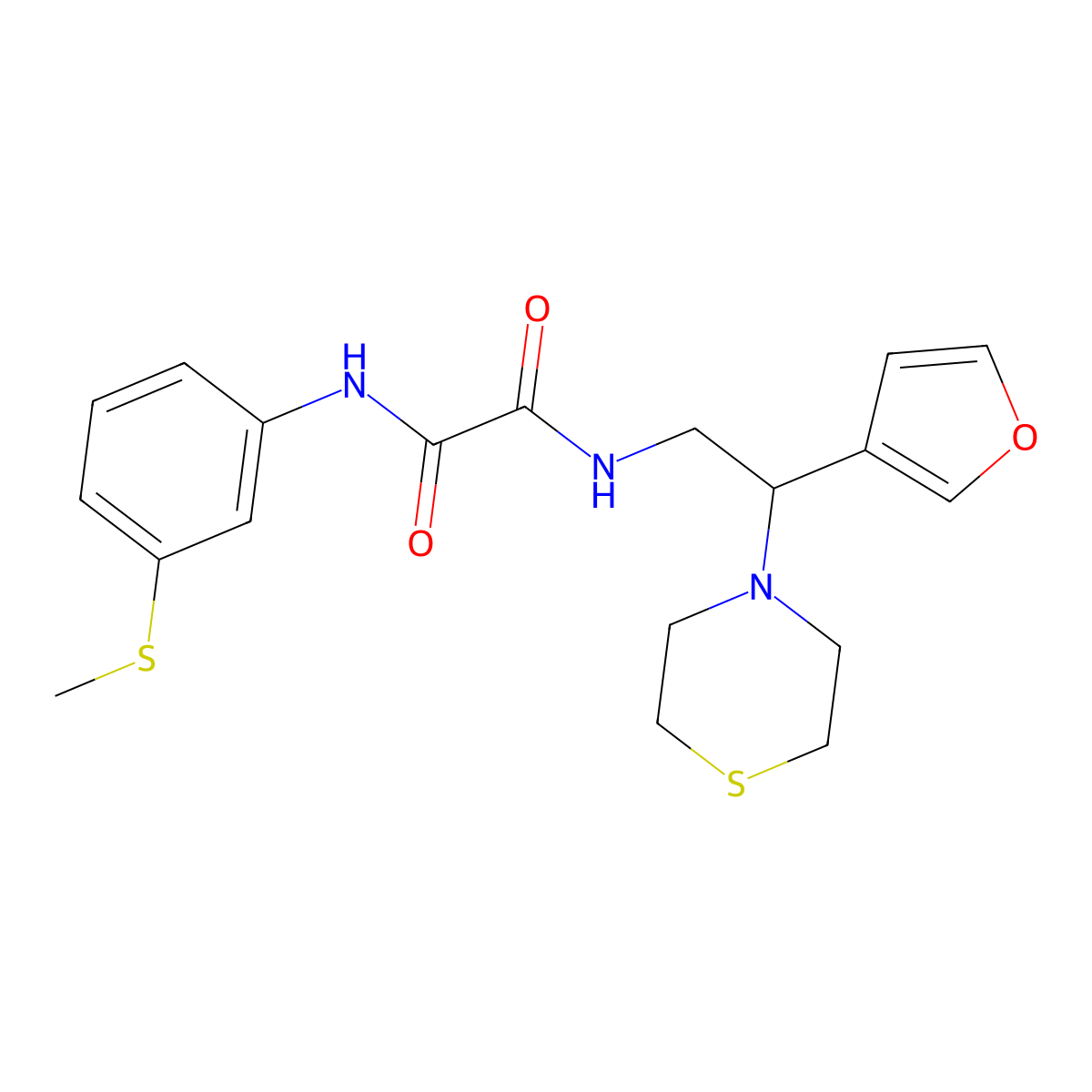 N1-(2-(furan-3-yl)-2-thiomorpholinoethyl)-N2-(3-(methylthio)phenyl)oxalamide molecular structure, CAS 2034398-17-7