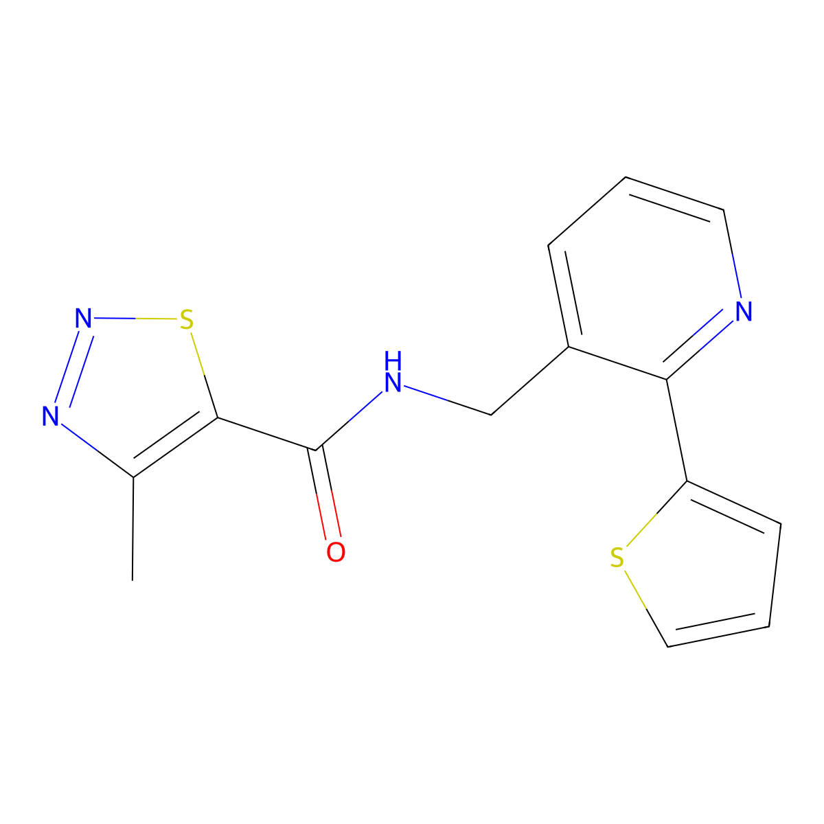 4-methyl-N-{[2-(thiophen-2-yl)pyridin-3-yl]methyl}-1,2,3-thiadiazole-5-carboxamide molecular structure, CAS 2034398-18-8