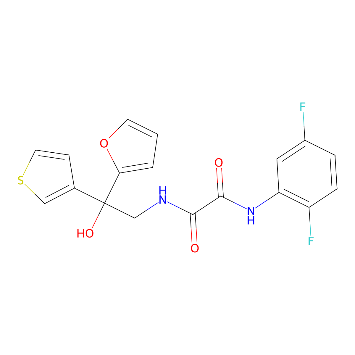 N1-(2,5-difluorophenyl)-N2-(2-(furan-2-yl)-2-hydroxy-2-(thiophen-3-yl)ethyl)oxalamide molecular structure, CAS 2034398-21-3