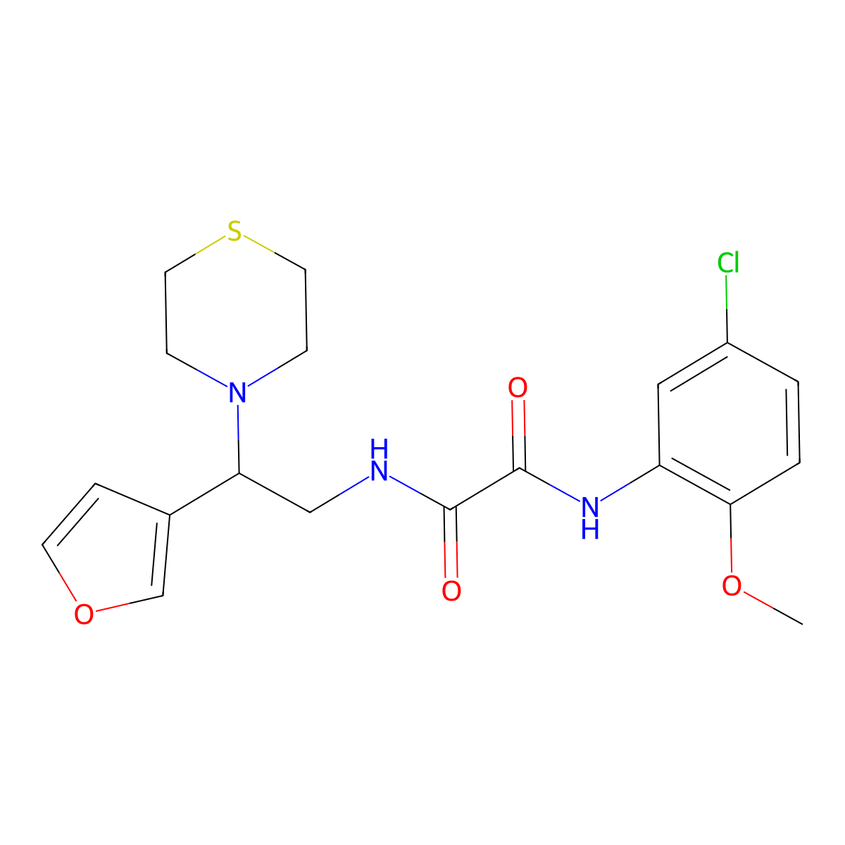 N1-(5-chloro-2-methoxyphenyl)-N2-(2-(furan-3-yl)-2-thiomorpholinoethyl)oxalamide molecular structure, CAS 2034398-24-6