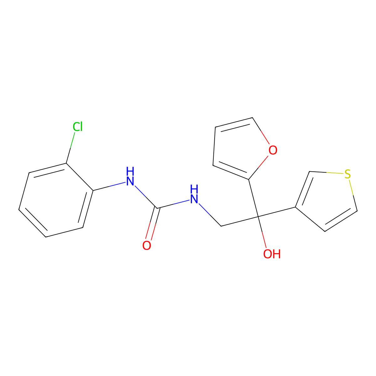 1-(2-Chlorophenyl)-3-(2-(furan-2-yl)-2-hydroxy-2-(thiophen-3-yl)ethyl)urea molecular structure, CAS 2034398-38-2
