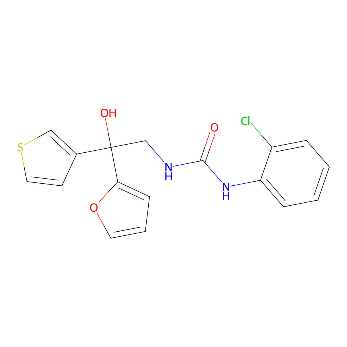 1-(2-Chlorophenyl)-3-(2-(furan-2-yl)-2-hydroxy-2-(thiophen-3-yl)ethyl)urea molecular structure, CAS 2034398-38-2
