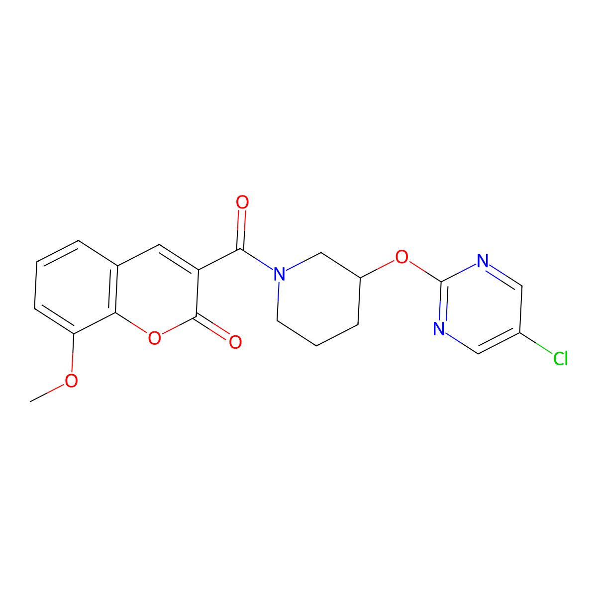 3-(3-((5-chloropyrimidin-2-yl)oxy)piperidine-1-carbonyl)-8-methoxy-2H-chromen-2-one molecular structure, CAS 2034398-41-7