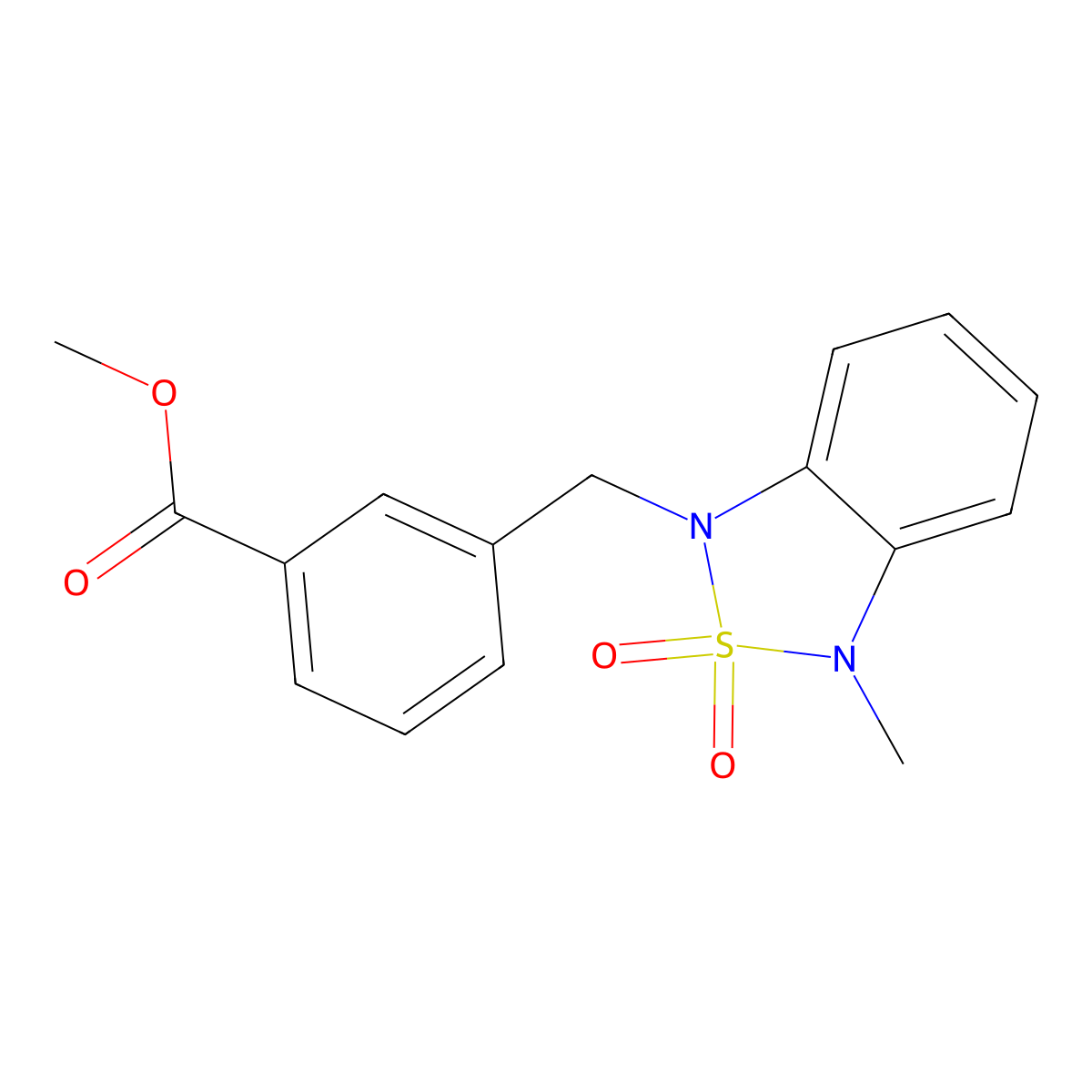 methyl 3-((3-methyl-2,2-dioxidobenzo[c][1,2,5]thiadiazol-1(3H)-yl)methyl)benzoate molecular structure, CAS 2034398-44-0