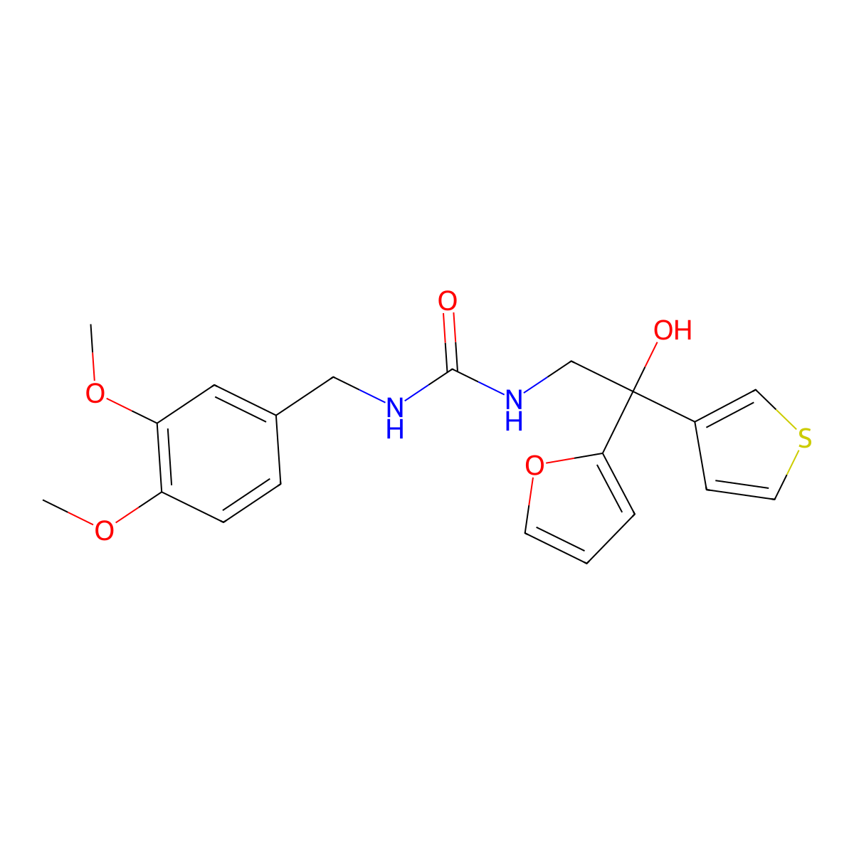 1-(3,4-Dimethoxybenzyl)-3-(2-(furan-2-yl)-2-hydroxy-2-(thiophen-3-yl)ethyl)urea molecular structure, CAS 2034398-45-1