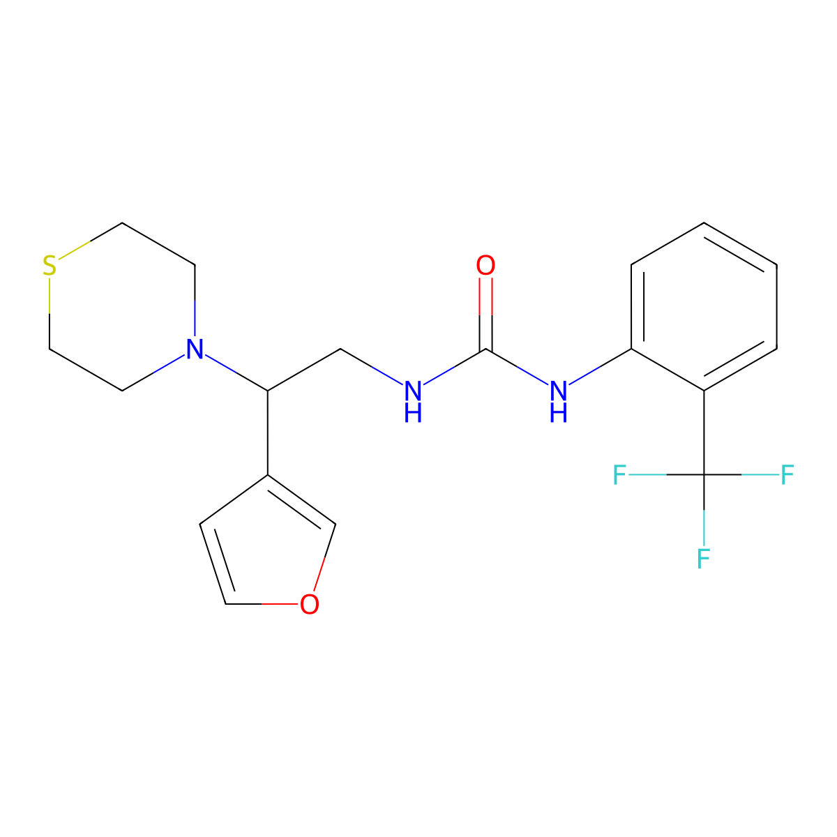 1-(2-(Furan-3-yl)-2-thiomorpholinoethyl)-3-(2-(trifluoromethyl)phenyl)urea molecular structure, CAS 2034398-46-2