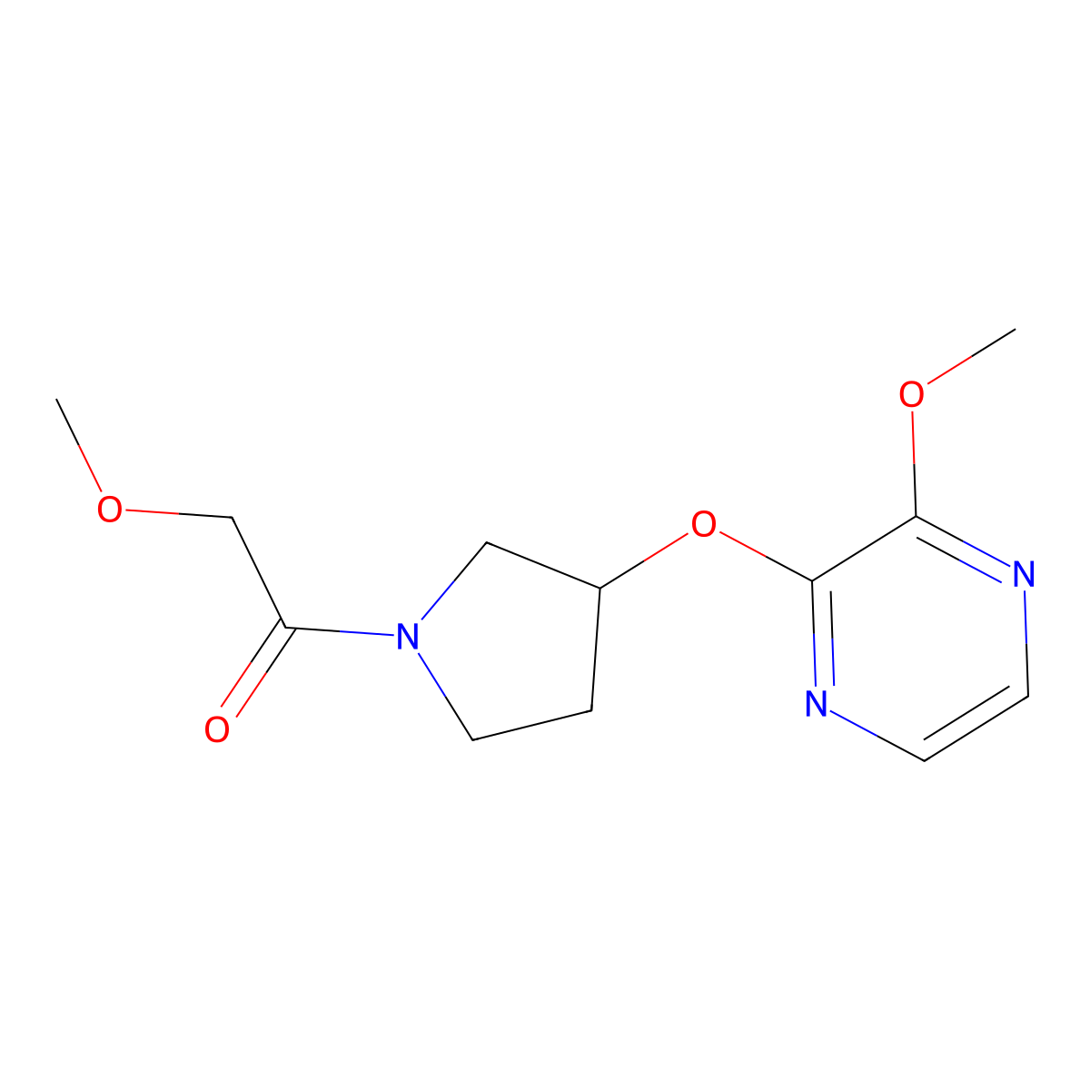 2-Methoxy-1-(3-((3-methoxypyrazin-2-yl)oxy)pyrrolidin-1-yl)ethanone molecular structure, CAS 2034398-49-5