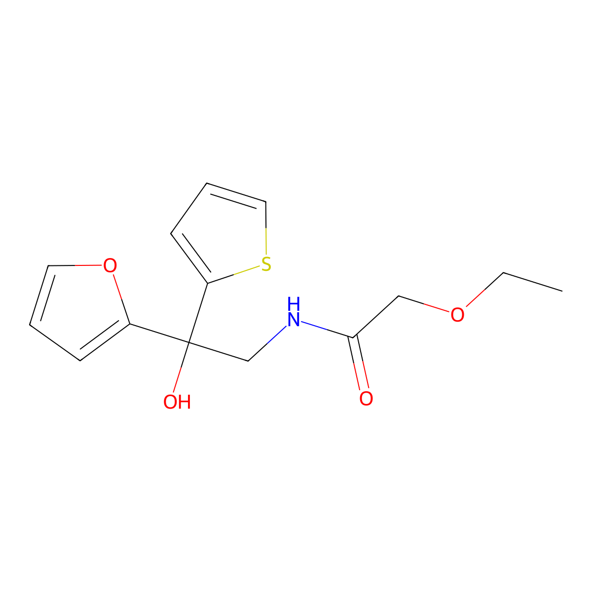 2-ethoxy-N-(2-(furan-2-yl)-2-hydroxy-2-(thiophen-2-yl)ethyl)acetamide molecular structure, CAS 2034398-51-9