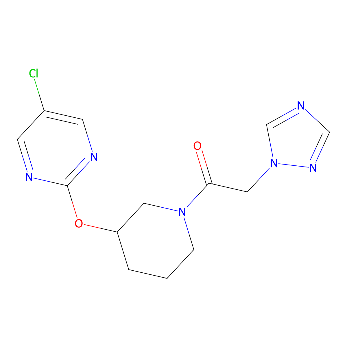 1-(3-((5-chloropyrimidin-2-yl)oxy)piperidin-1-yl)-2-(1H-1,2,4-triazol-1-yl)ethanone molecular structure, CAS 2034398-55-3