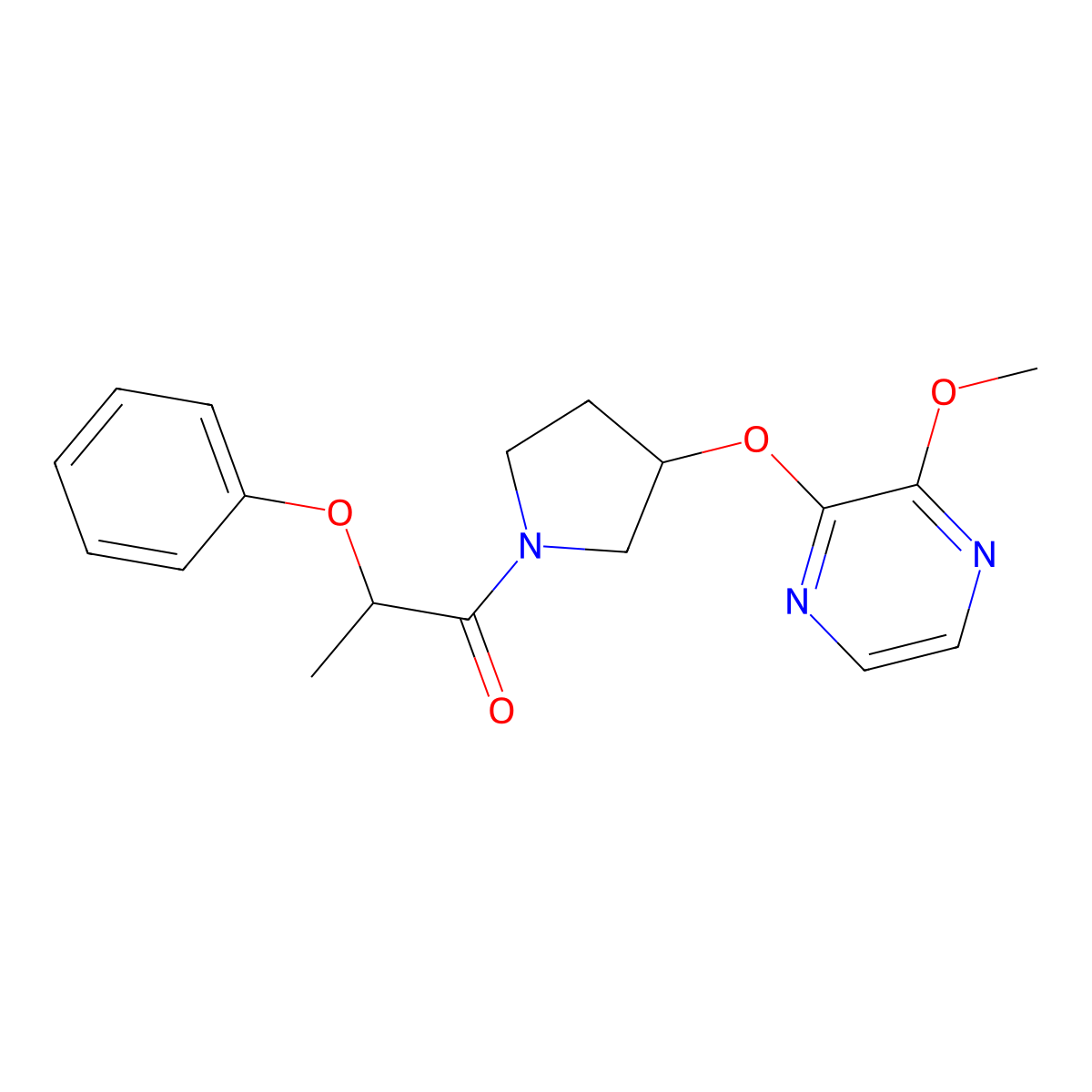 1-{3-[(3-Methoxypyrazin-2-yl)oxy]pyrrolidin-1-yl}-2-phenoxypropan-1-one molecular structure, CAS 2034398-58-6