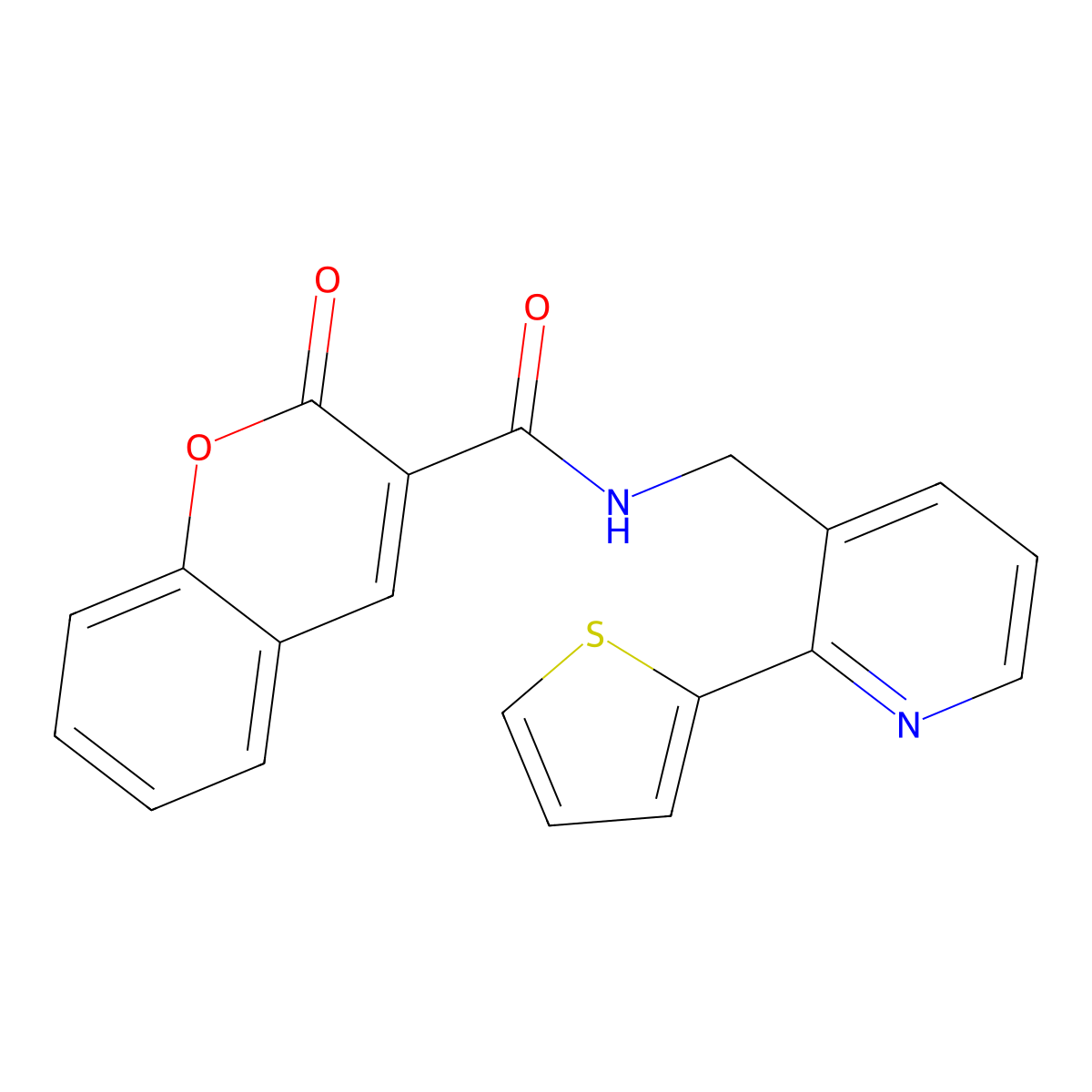 2-oxo-N-((2-(thiophen-2-yl)pyridin-3-yl)methyl)-2H-chromene-3-carboxamide molecular structure, CAS 2034398-59-7